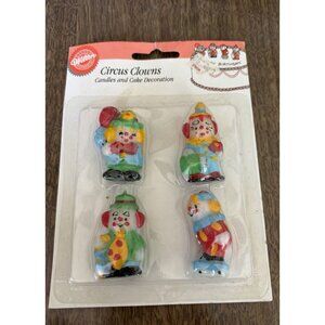 Circus Clowns 1993 Wilton Handpainted 4 Candles Cake Decor Vintage New